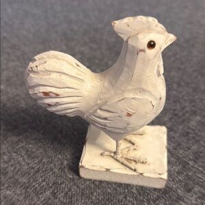 Rustic Cream Wooden Rooster Figurine